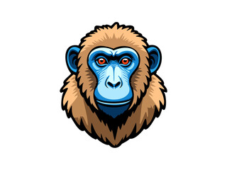 Blue-faced monkey cartoon portrait