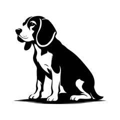 Beagle silhouette, vector black color silhouette