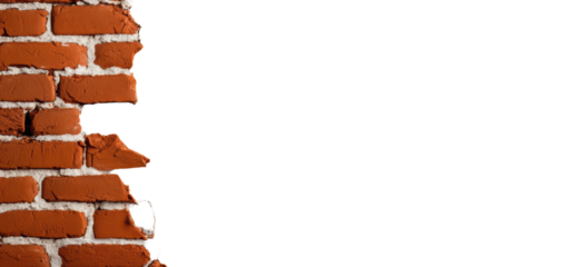 Broken red brick wall.