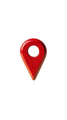 Red wooden map location pin.