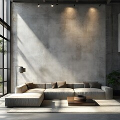 Modern living room with leather armchair and vintage floor lamp