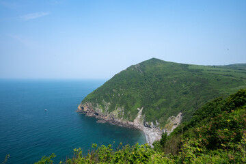 Naklejka premium Landscape photo of Little Hangman mountain on the north Devon coast