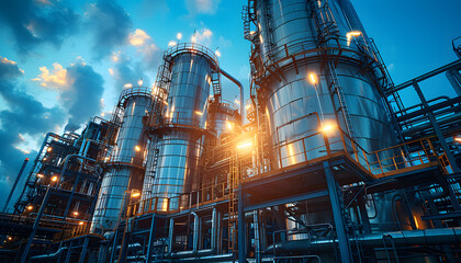 Low-Angle View of Towering Modern Industrial Silos &ndash; Symbol of Agriculture and Storage
