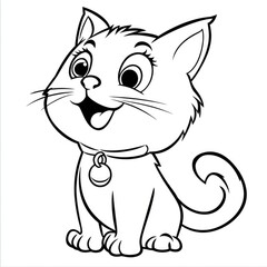 Obraz premium A cheerful, simple cat coloring page perfect for toddlers to explore their creativity during art activities at home