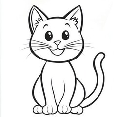 Obraz premium A cheerful and simple cat outlines perfect for young children to color and explore creativity at home or in preschool settings
