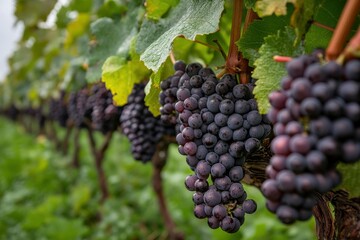 Pinot Gris grapes ready for harvest for wine production .generative ai
