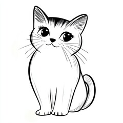 Fototapeta premium A delightful and simple cat coloring page perfect for young children to explore their creativity and enjoy their artistic side at home or in preschool