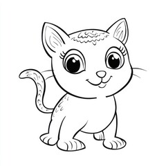 Obraz premium A cheerful cartoon cat coloring page designed for young children, perfect for sparking creativity and fun during playtime and learning