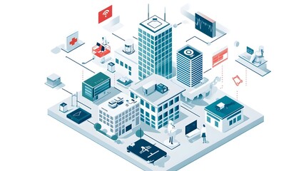 Obraz premium Secure and Safe Hospital Powered by Intelligent IoT Technology Ensuring Efficient Monitoring Surveillance and Patient Safety