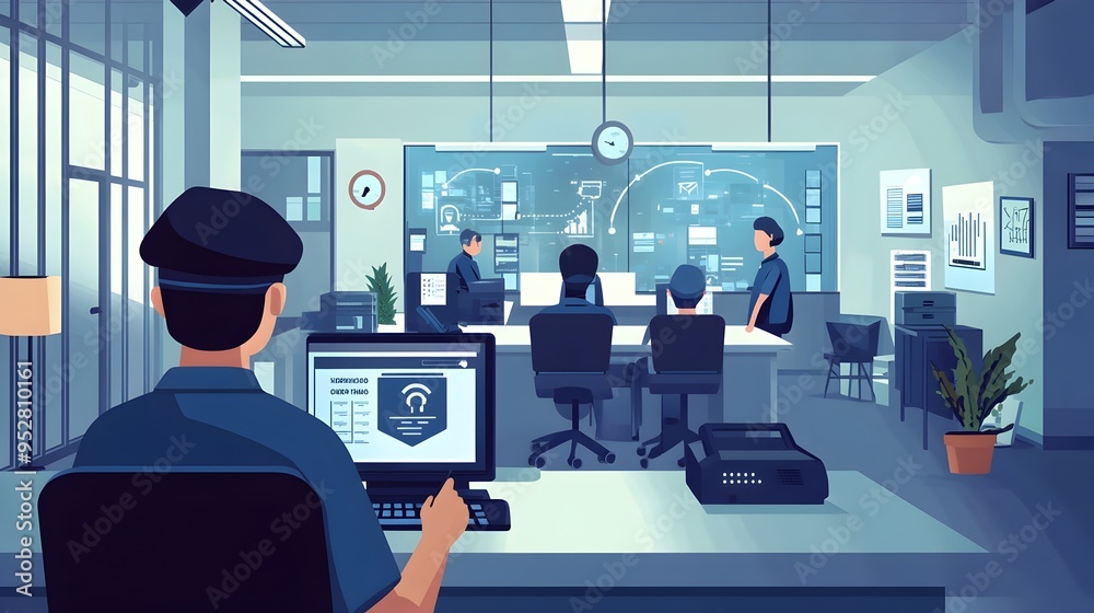 Poster streamlined dispatch with smart iot systems in police station efficient command control and monitori