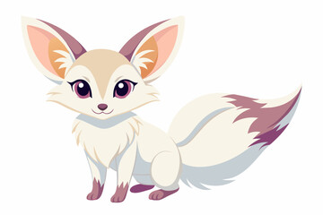  Cute fennec foxes front view abstract vector art illustration