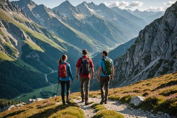 Obraz premium Hiking couple in the mountains