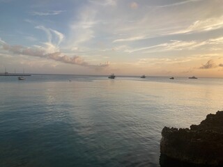 Beautiful sunset off the coast of Grand Cayman