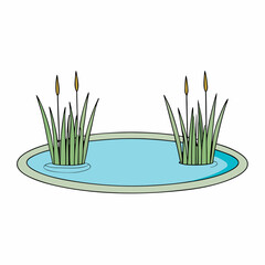 Minimalist Tall Plants on White - Vector Art