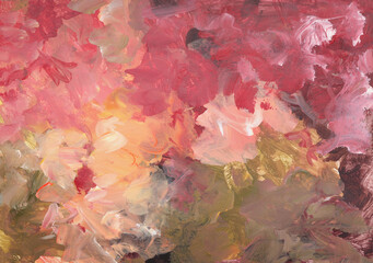 Art Oil and Acrylic brushstroke smear blot painting wall. Abstract grunge texture pink, pastel...