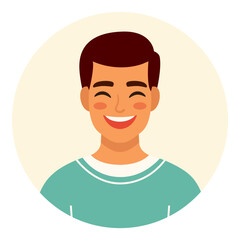 Portrait of a dark-haired man. Male avatars. Vector illustration in a flat style