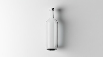 Fototapeta premium A clear glass bottle displayed against a minimalist background.