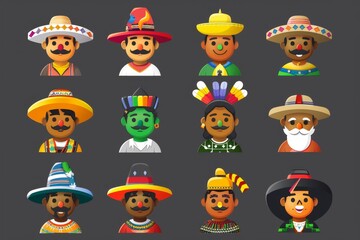 Generate a series of emojis representing different aspects of Pan-American heritage