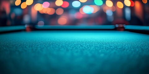 Close-Up of green Table with Blurred Casino Background