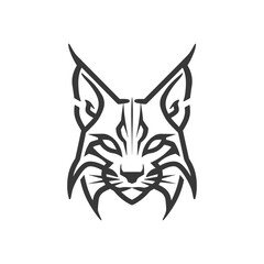 Stylized Black and White Lynx Head Illustration
