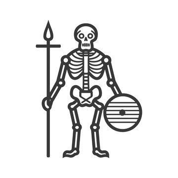 recommend clip art: Skeleton warrior holding a spear and shield