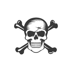 Skull and Crossbones with Stitched Scar