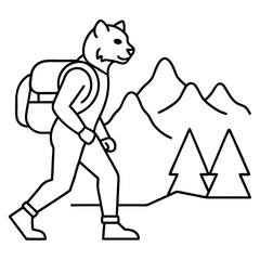 Mountain Lion Hiker Vector Art Illustration