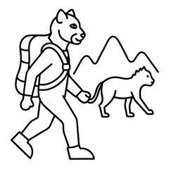 Mountain Lion Hiker Vector Art Illustration