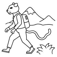 Mountain Lion Hiker Vector Art Illustration