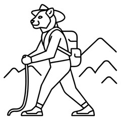 Obraz premium Mountain Lion Hiker Vector Art Illustration