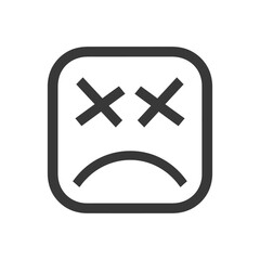 Obraz premium Square shaped emoticon with crossed eyes and a frown
