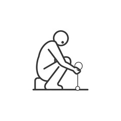 Stick Figure Character Kneeling and Holding a Pendulum