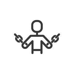 Obraz premium Stick Figure Person Holding Two Linked Chains