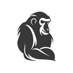 Strong Muscular Black And White Gorilla Silhouette