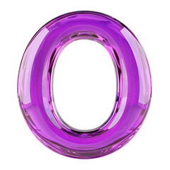 purple crystal O alphabet Realistic 3D on white background. Generative AI