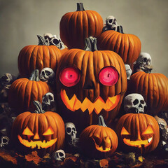 Scary Jack O Lantern For Halloween Hand Drawn Illustration