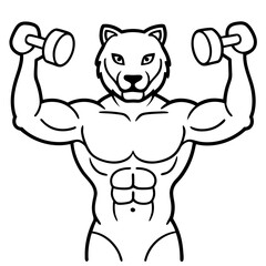 
Mountain Lion-Headed Bodybuilder Vector Art