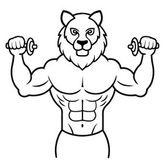 
Mountain Lion-Headed Bodybuilder Vector Art