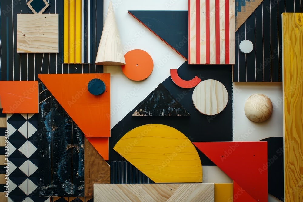 Poster retro-inspired geometric shapes and bold color combinations