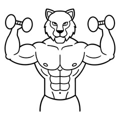 
Mountain Lion-Headed Bodybuilder Vector Art