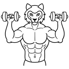 
Mountain Lion-Headed Bodybuilder Vector Art