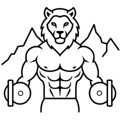 
Mountain Lion-Headed Bodybuilder Vector Art