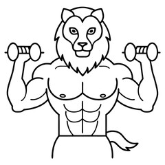 
Mountain Lion-Headed Bodybuilder Vector Art