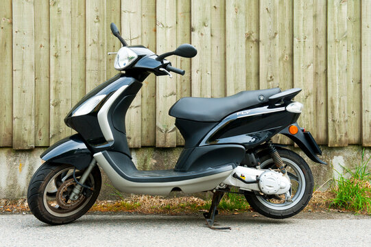 BERGEN, NORWAY - JULY 22, 2018: Scooter Piaggio Fly 50 also called Piaggio City Fly Derbi Boulevard