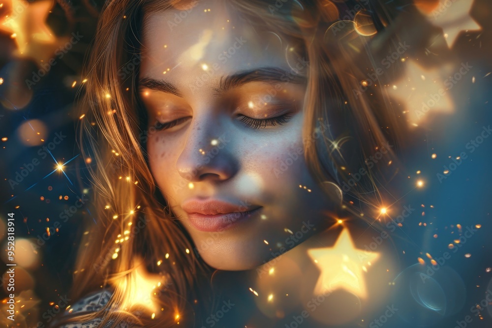 Poster sparkling stars twinkle in the enchanting background