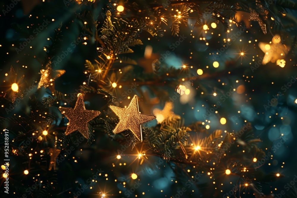 Poster Sparkling stars twinkle in the enchanting background