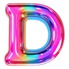 glossy colorful D alphabet Realistic 3D on white background. Generative AI