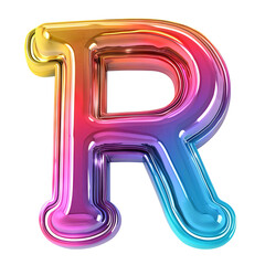 glossy colorful R alphabet Realistic 3D on white background. Generative AI