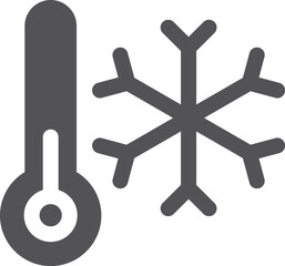 Fototapeta premium Cold temperature black icon. Thermometer and snowflake symbols