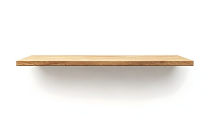 Streamlined Decorative Oak Wood Wall Shelves on Bright White Background